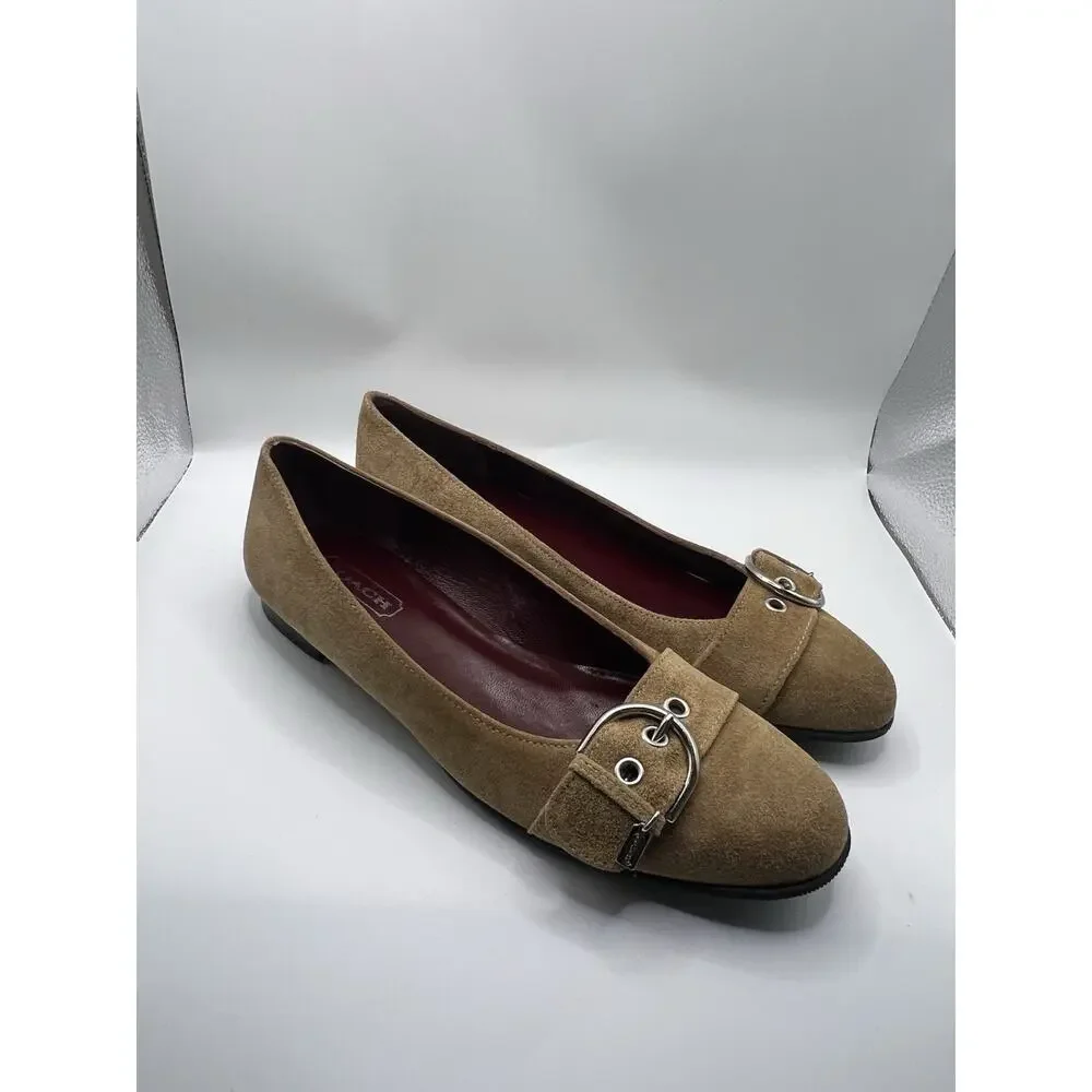 Coach Vintage Breanna Suede p512 Camel Size 7m Brown Leather ballet flats